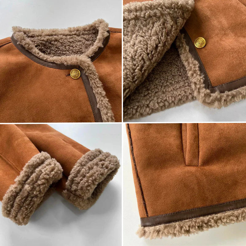 Rosalie - Veste en cuir de mouton à boutons