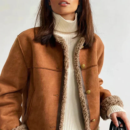 Rosalie - Veste en cuir de mouton à boutons