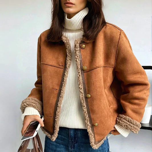 Rosalie - Veste en cuir de mouton à boutons