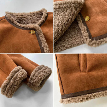 Rosalie - Veste en cuir de mouton à boutons